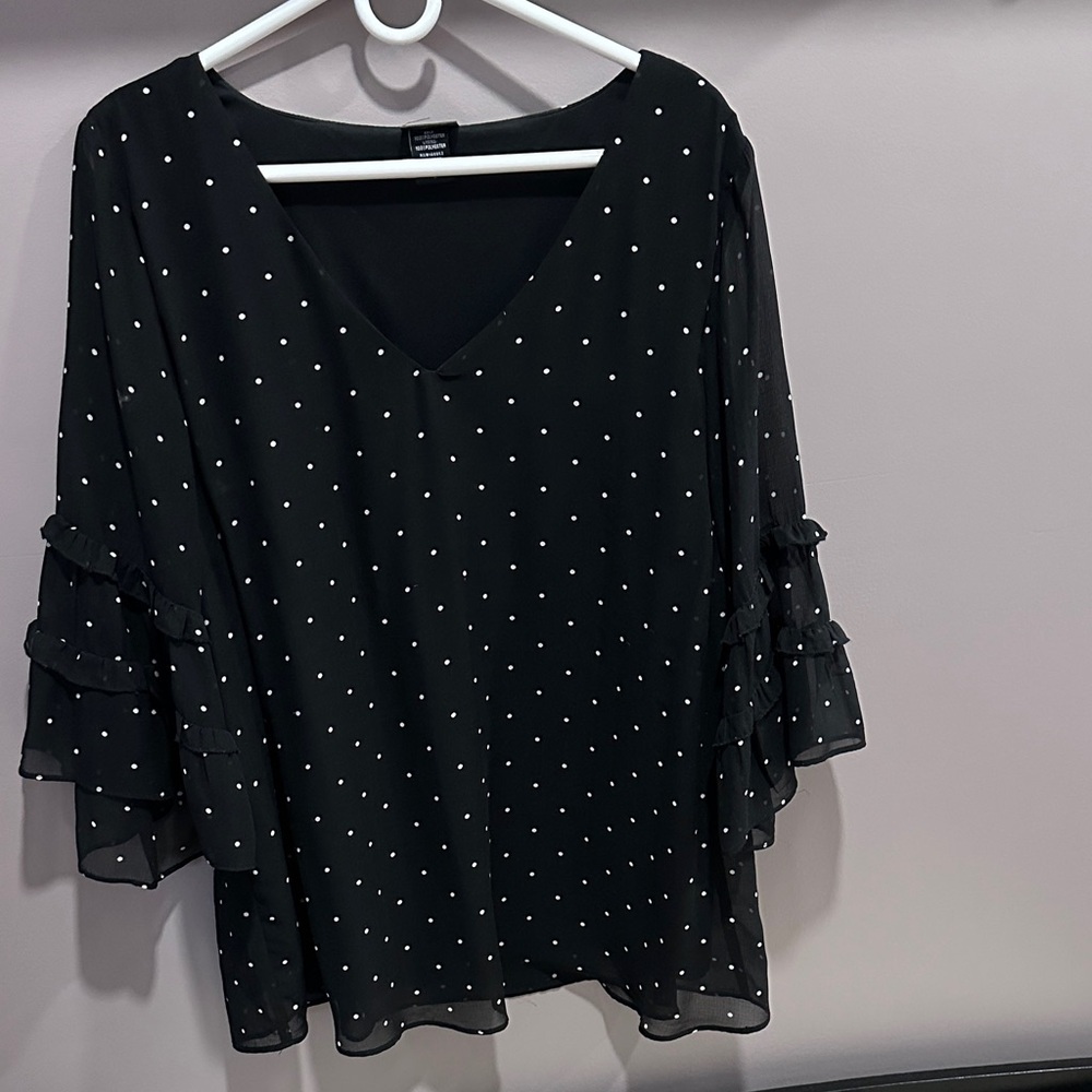 Torrid Black and White Polka Dot Blouse Size 2